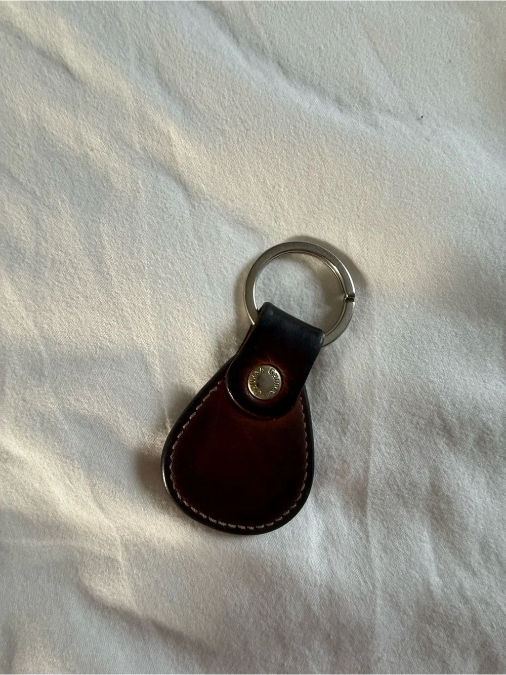 Ghurka No. 226 Dark Brown Leather Embossed Key Holder with Brass Ring